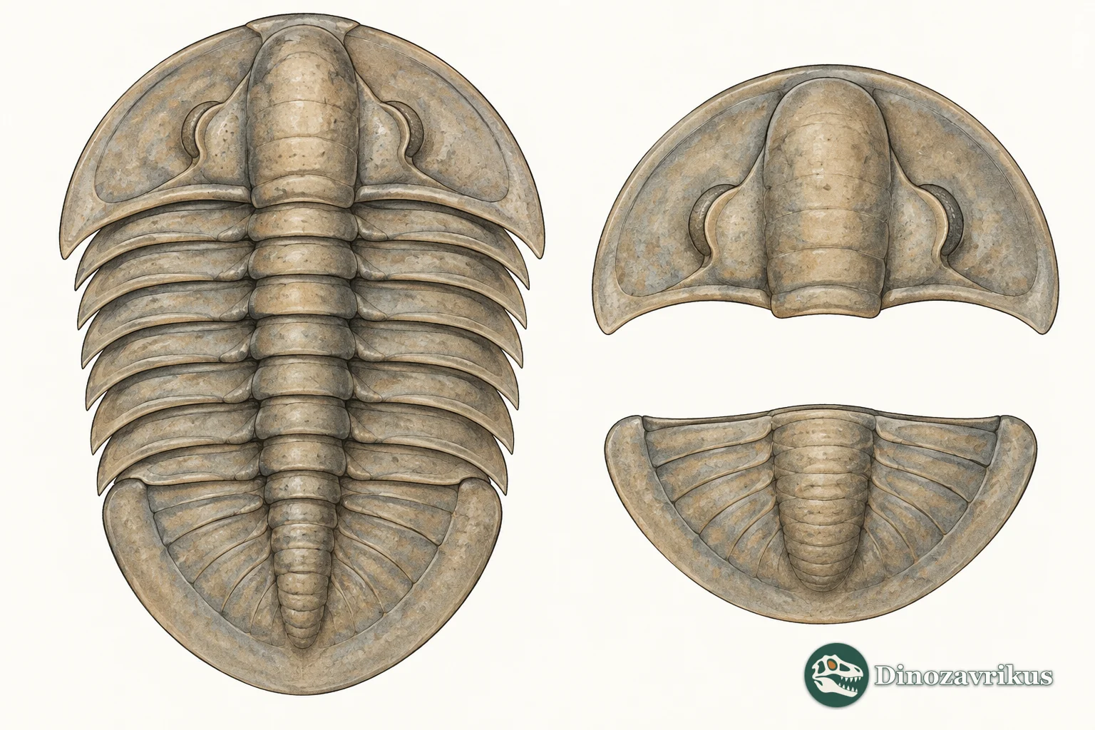 Schematic reconstruction of the Isoteloides dorsal shield, head and tail