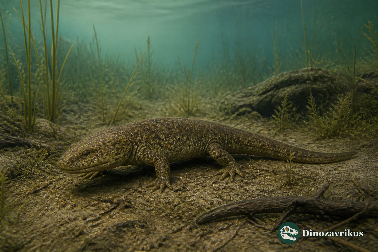 Jeholotriton paradoxus preserved beside a lake in northeastern China