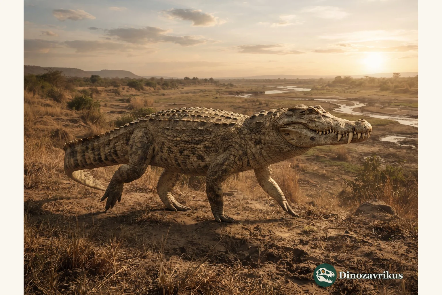 Kaprosuchus reconstructed on a floodplain in Cretaceous Niger