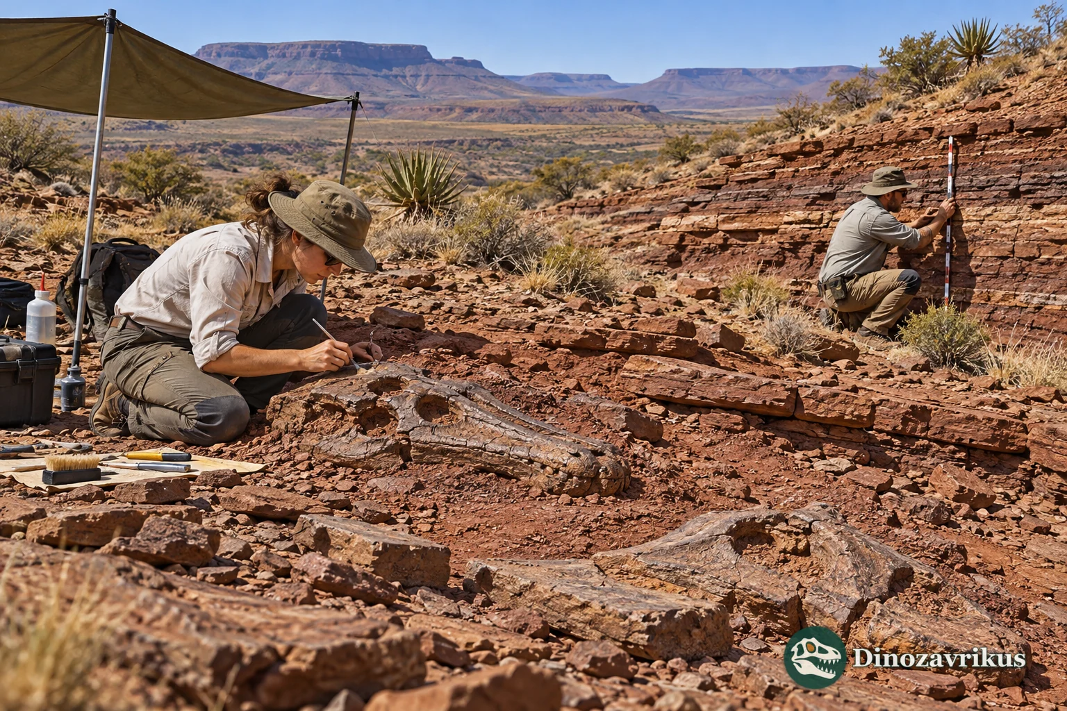 Illustrated work at a Karoo Basin Triassic outcrop
