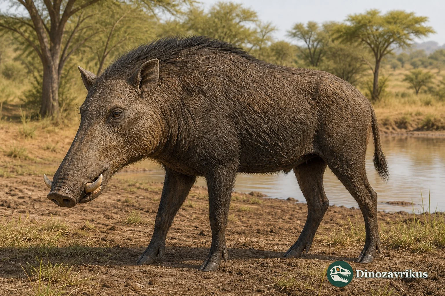 Kolpochoerus pig in a reconstructed East African savanna woodland