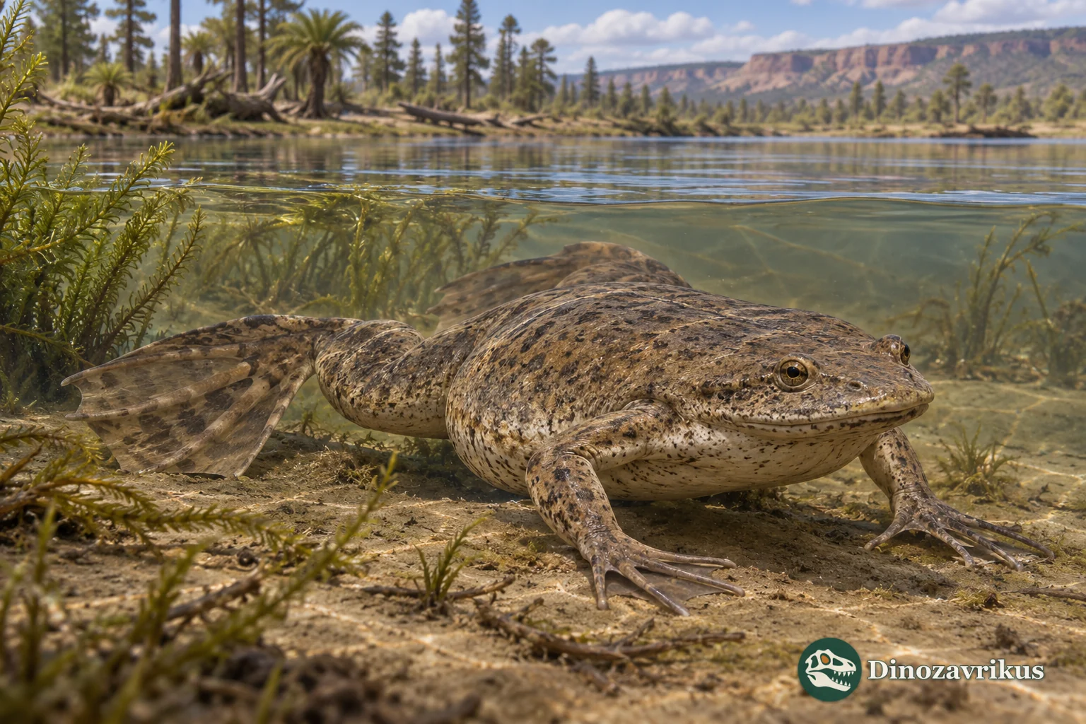Interpretive reconstruction of Kuruleufenia beside a Late Cretaceous Patagonian stream