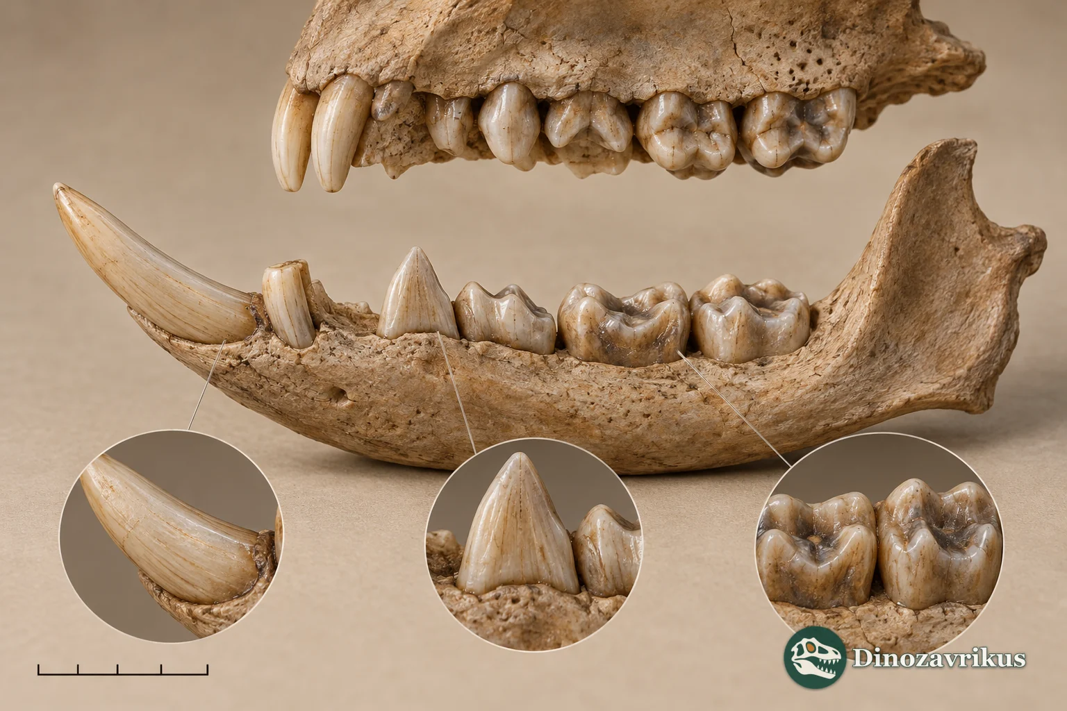 Illustrative close view of enlarged incisors and cheek teeth in a small apatemyid