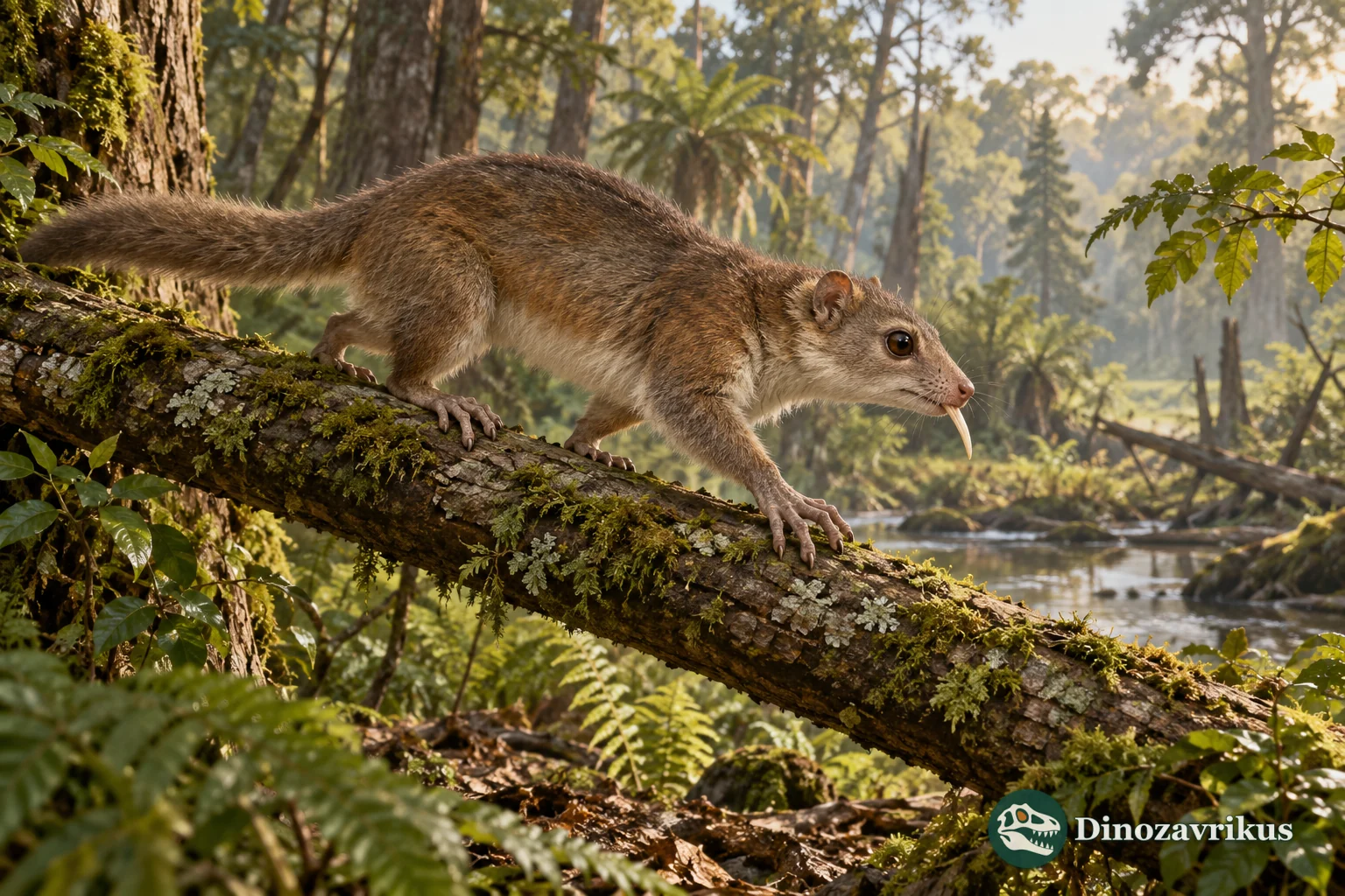 Artistic reconstruction of a small climbing apatemyid in an imagined Paleocene forest