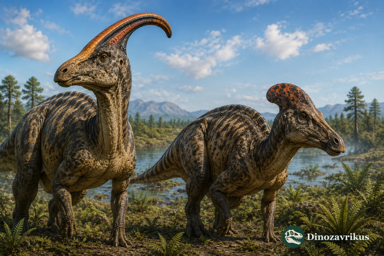 Illustrative comparison of a hollow-crested lambeosaurine and a solid-crested saurolophine hadrosaurid
