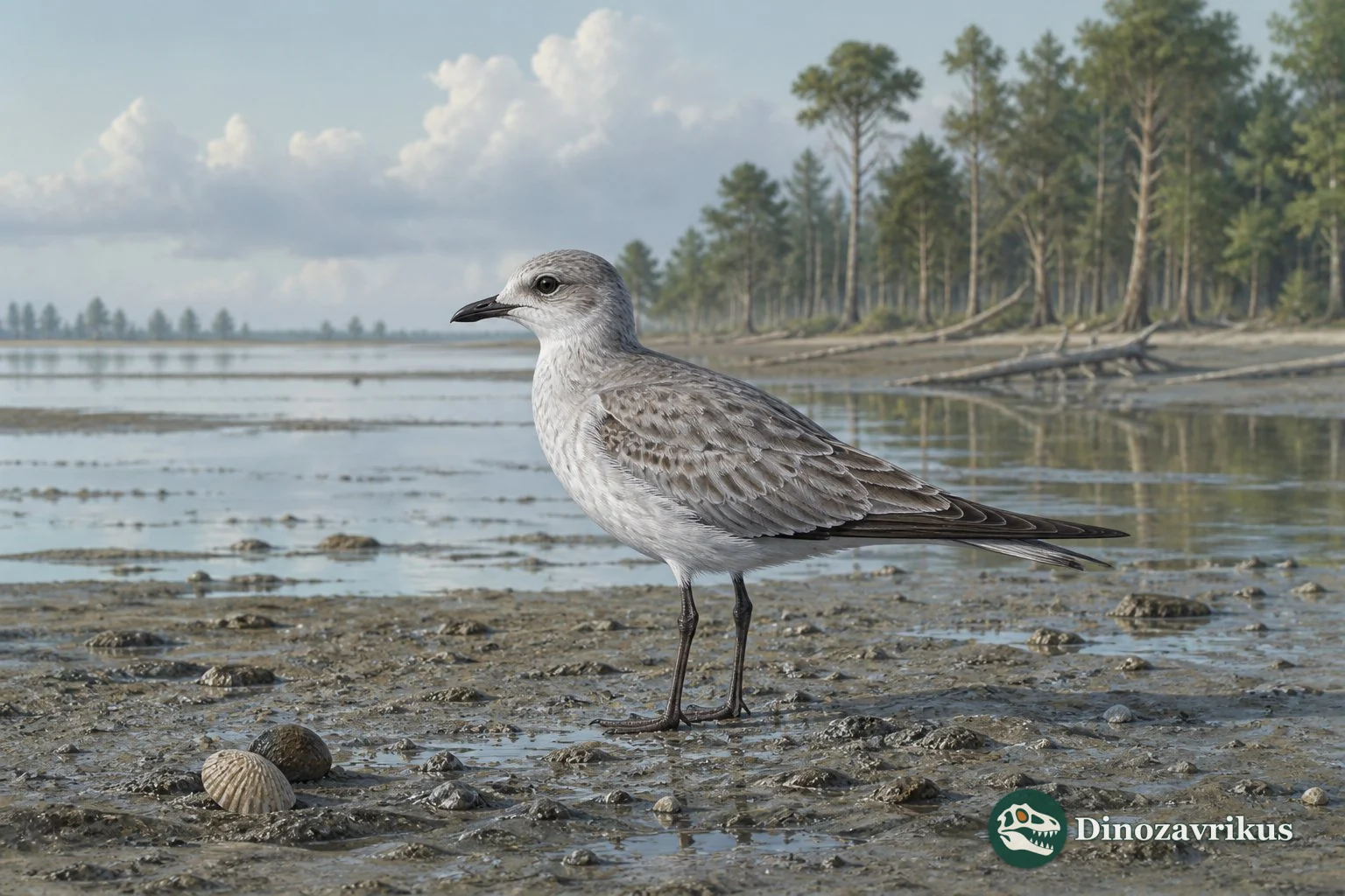 A small fossil Laricola near a Miocene shoreline, shown as an interpretive reconstruction