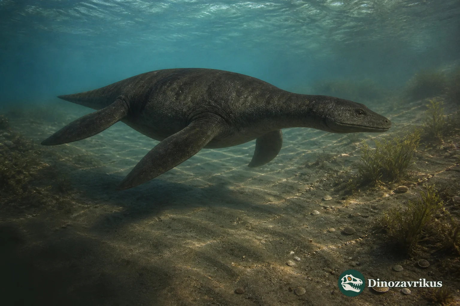 Leptocleidus superstes swimming in a shallow Early Cretaceous coastal sea