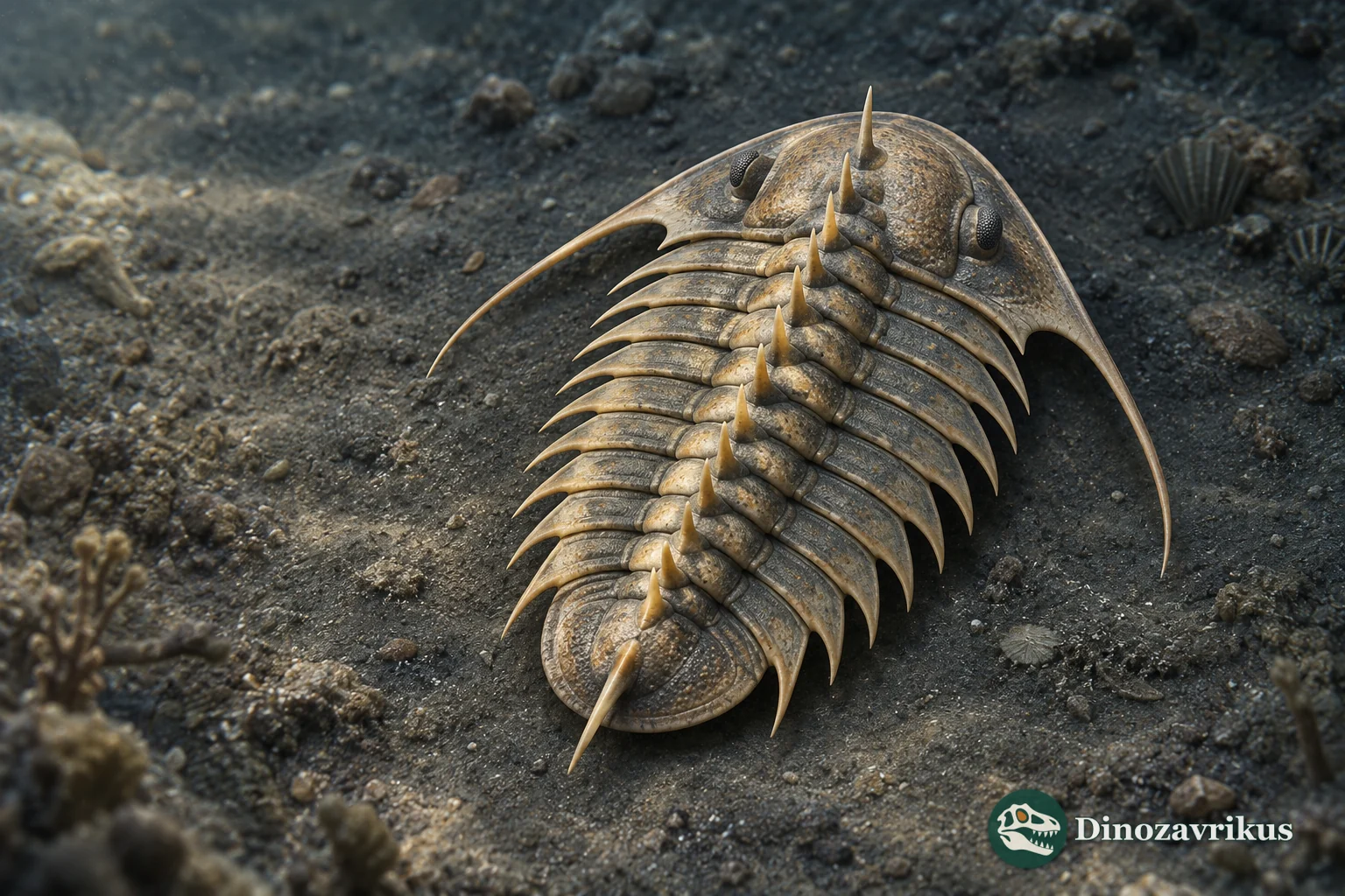 Artistic reconstruction of Leptoplastides above an Early Ordovician sea floor