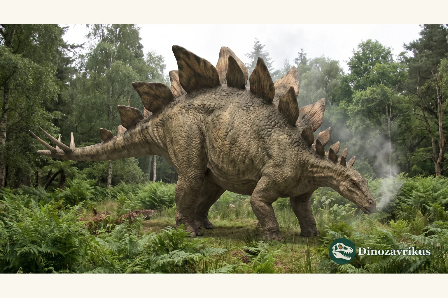 Lexovisaurus reconstructed as a stegosaur in a Jurassic forest