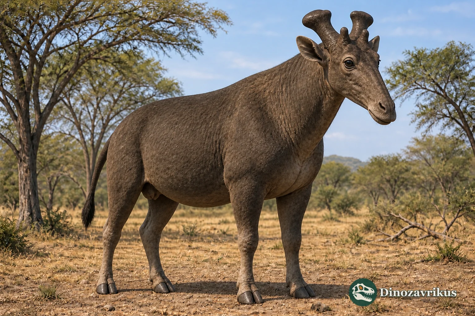 Conservative reconstruction of Libytherium in a dry North African woodland