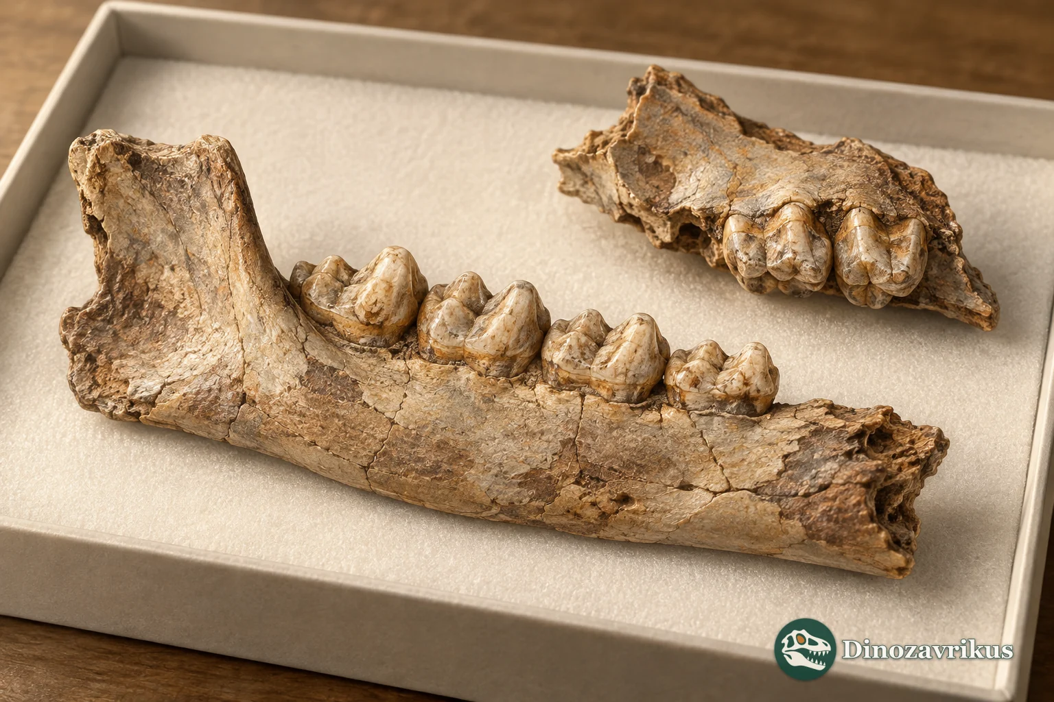 Conceptual illustration of fossil jaws and molars