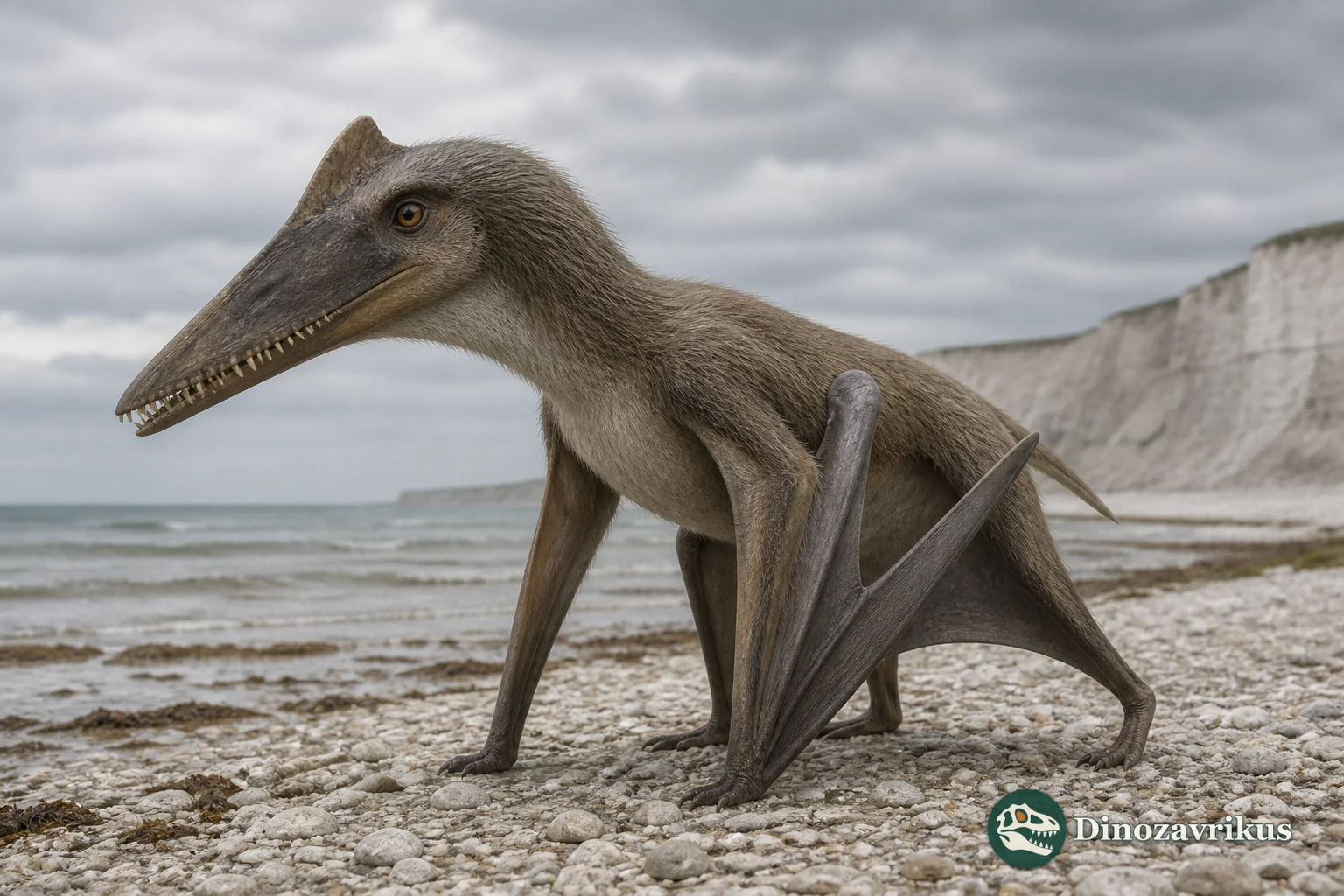 Lonchodraco reconstructed on a Cretaceous English shore