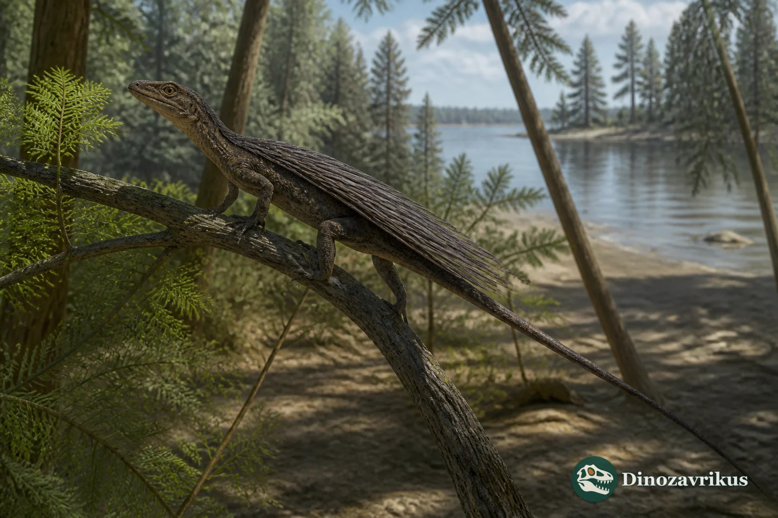 Longisquama reconstructed with elongated dorsal appendages in a Triassic lakeside habitat