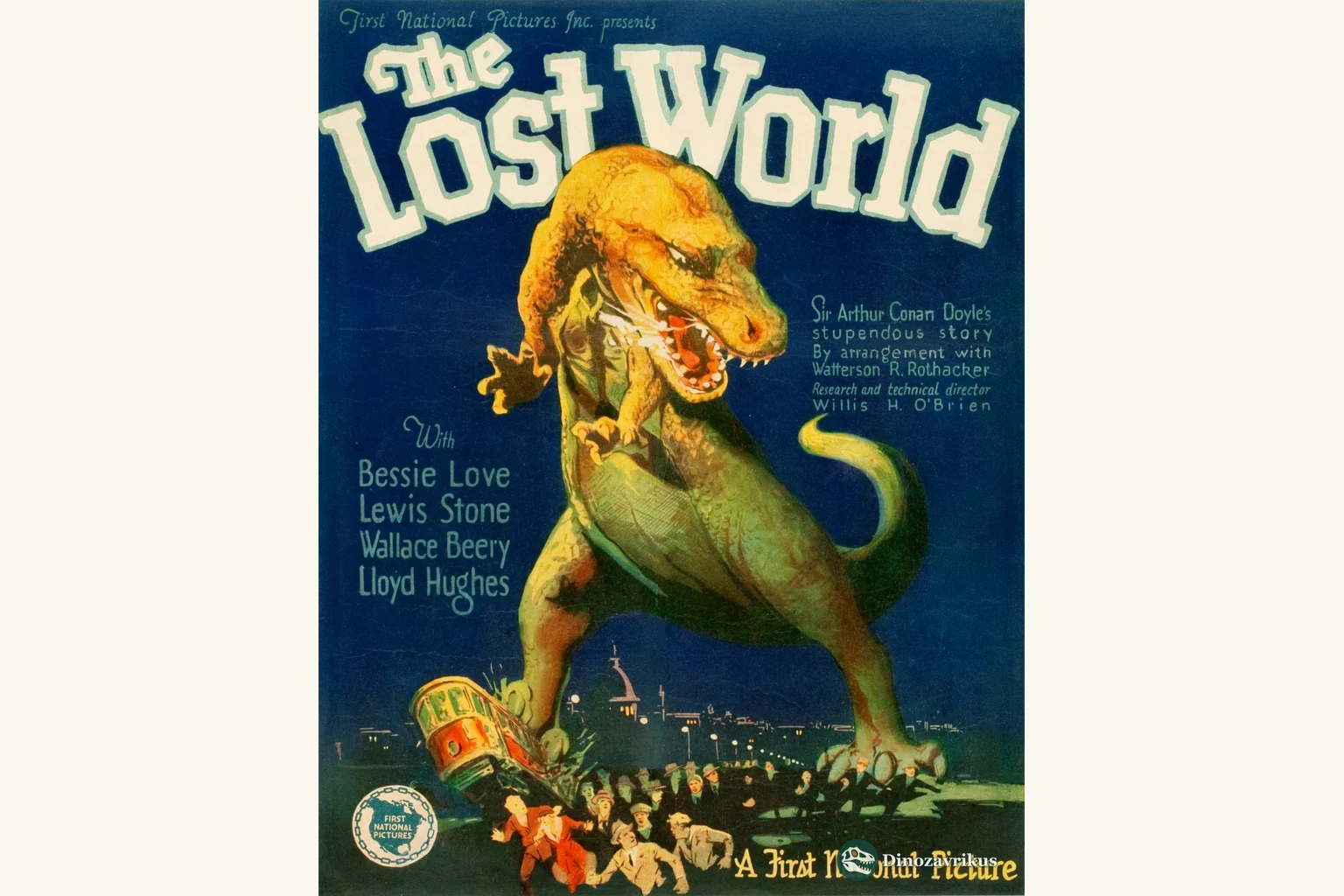 Vintage English poster art for the 1925 film The Lost World