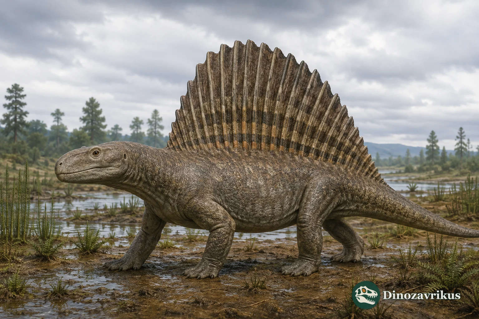 Lotosaurus adentus walking across a Middle Triassic landscape in Hunan