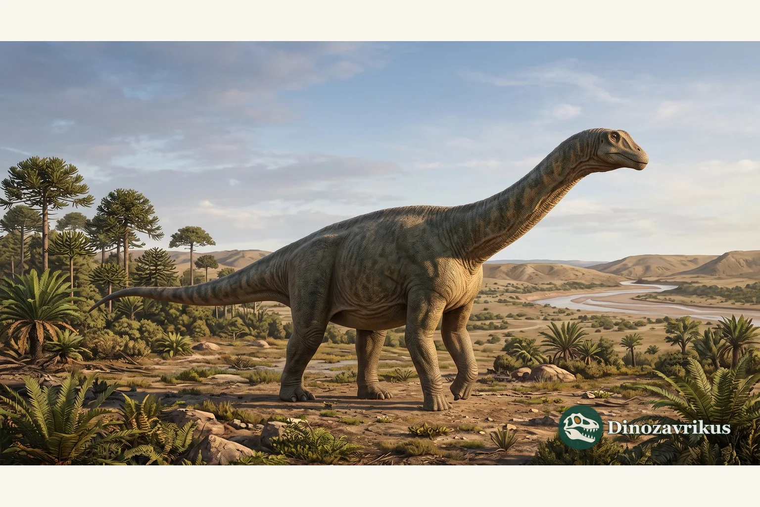 Illustrative reconstruction of Lourinhasaurus alenquerensis in a Late Jurassic Portuguese landscape