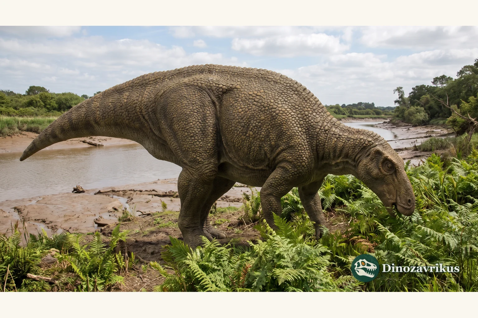 Lurdusaurus reconstructed at the edge of an Early Cretaceous river plain
