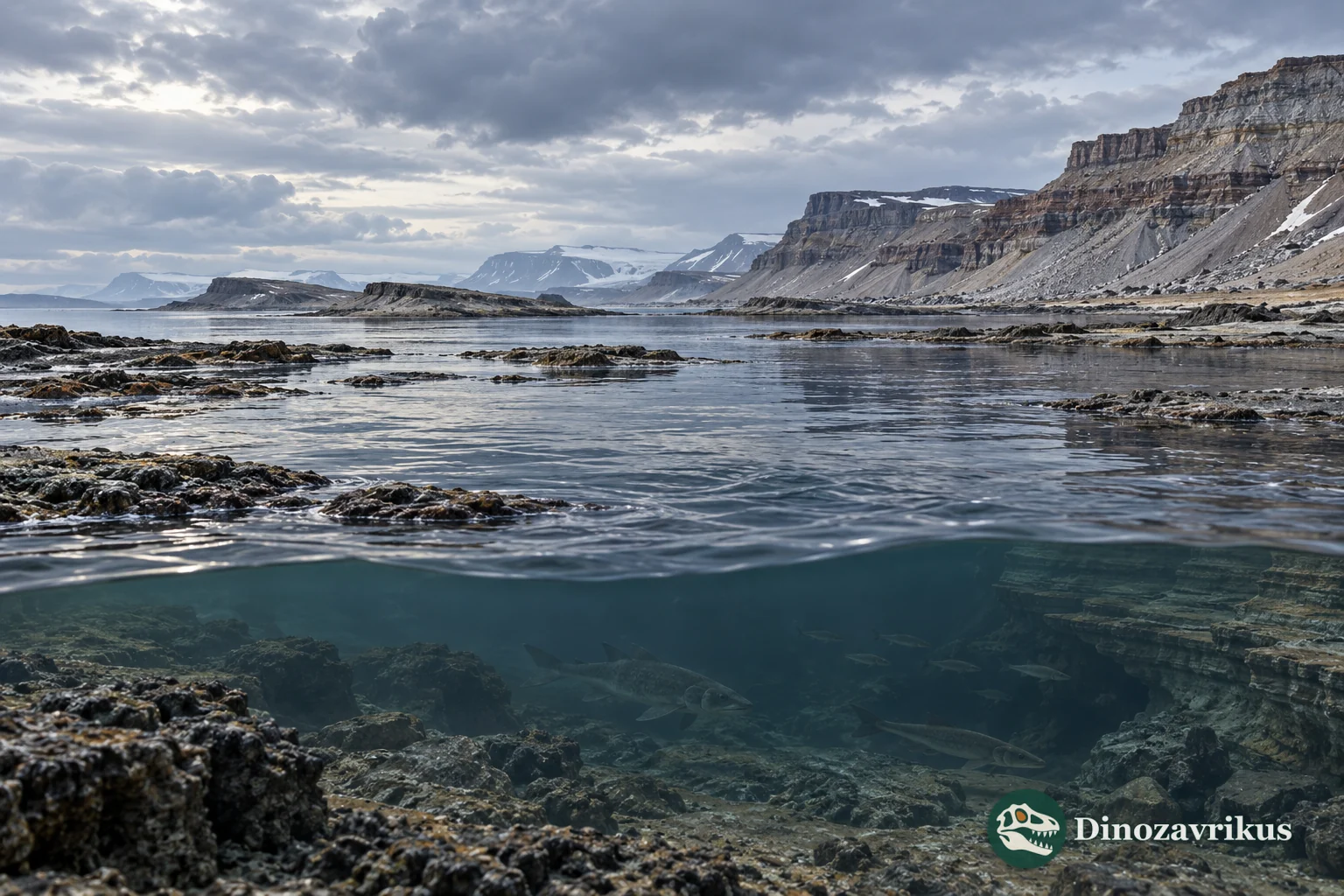 Artistic reconstruction of an Early Triassic shoreline and shallow sea near Spitsbergen
