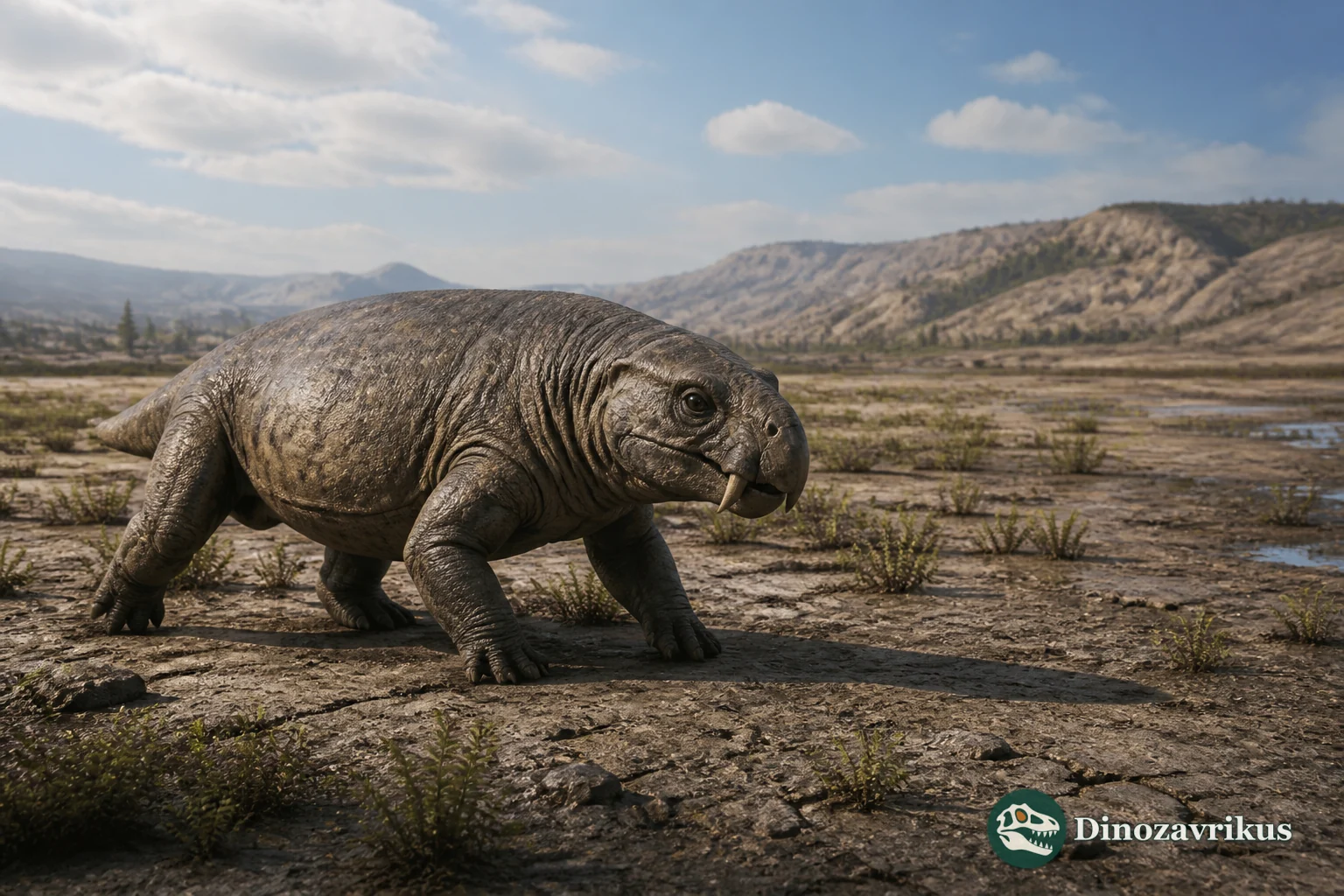 Lystrosaurus reconstructed on a seasonally dry Early Triassic floodplain