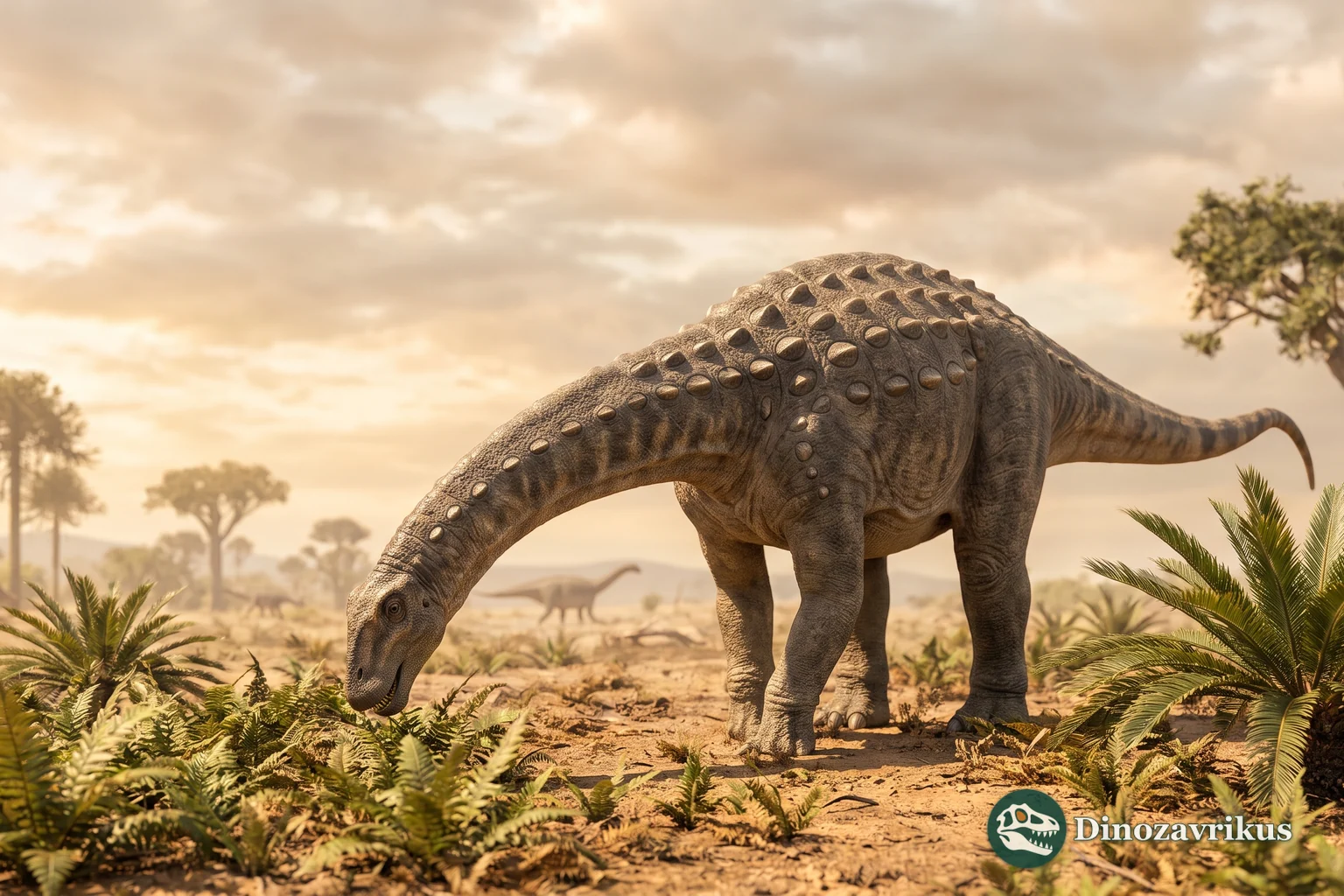Reconstruction of Malawisaurus on an Early Cretaceous floodplain