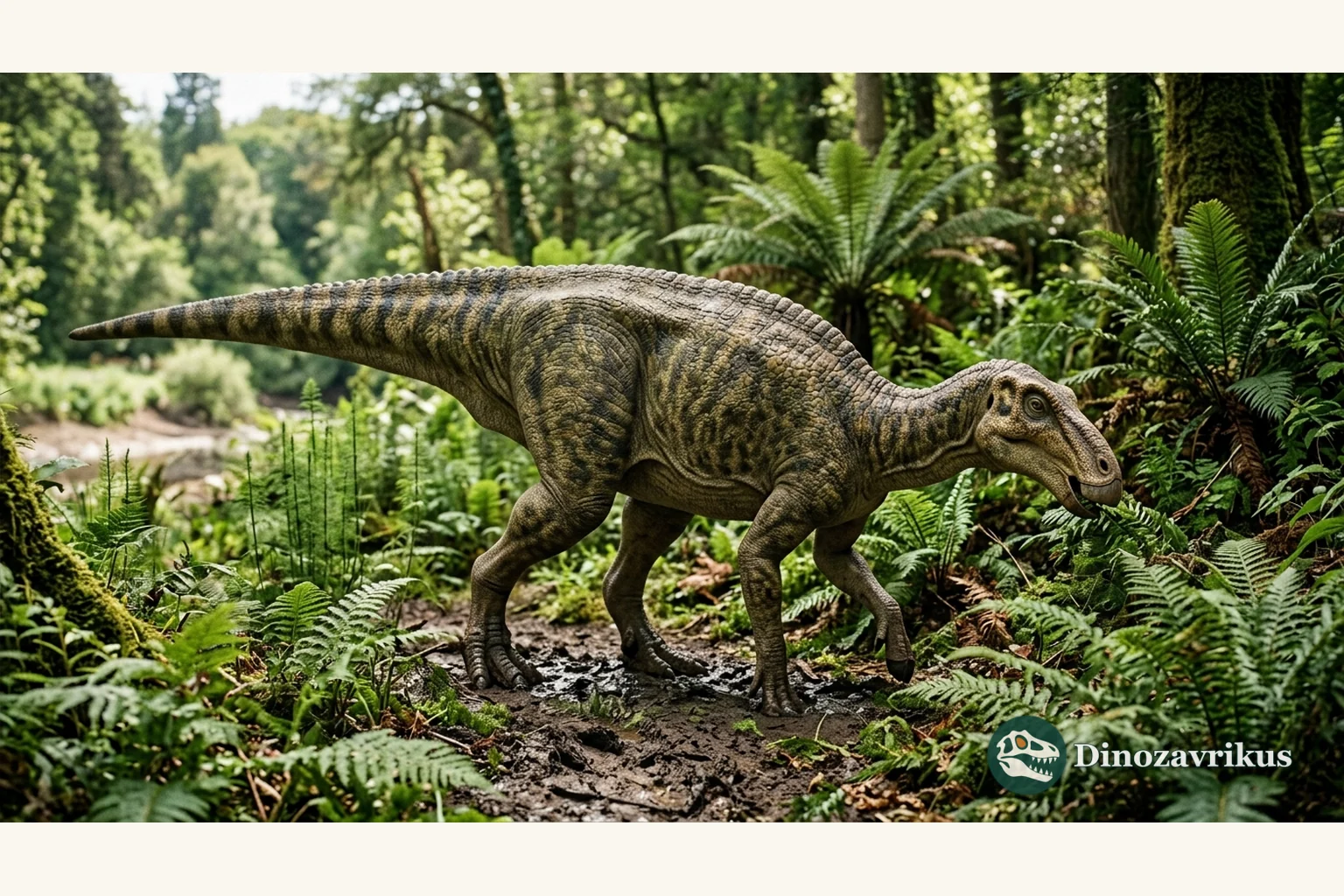 Mantellisaurus on a coastal plain in Early Cretaceous Europe