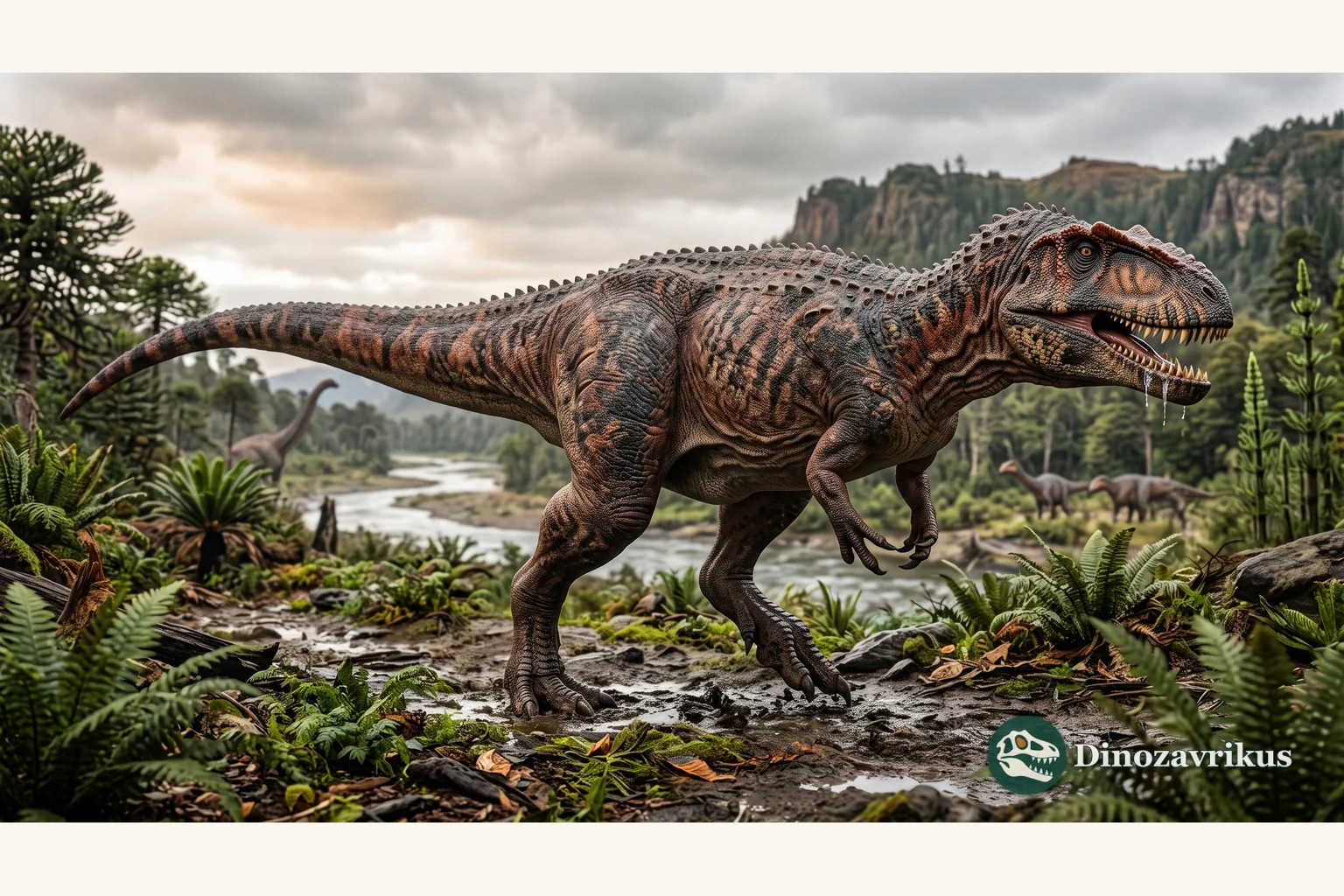 Mapusaurus reconstructed in a Late Cretaceous Patagonian floodplain
