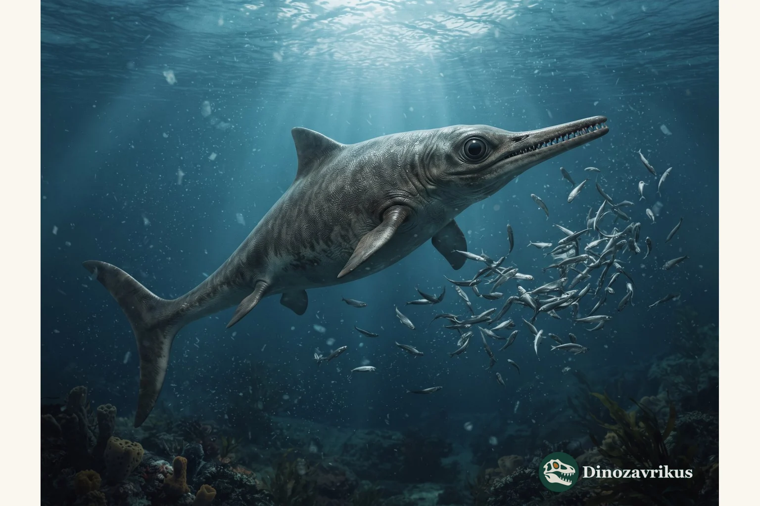 Ichthyosaur reconstructed swimming below the sea surface
