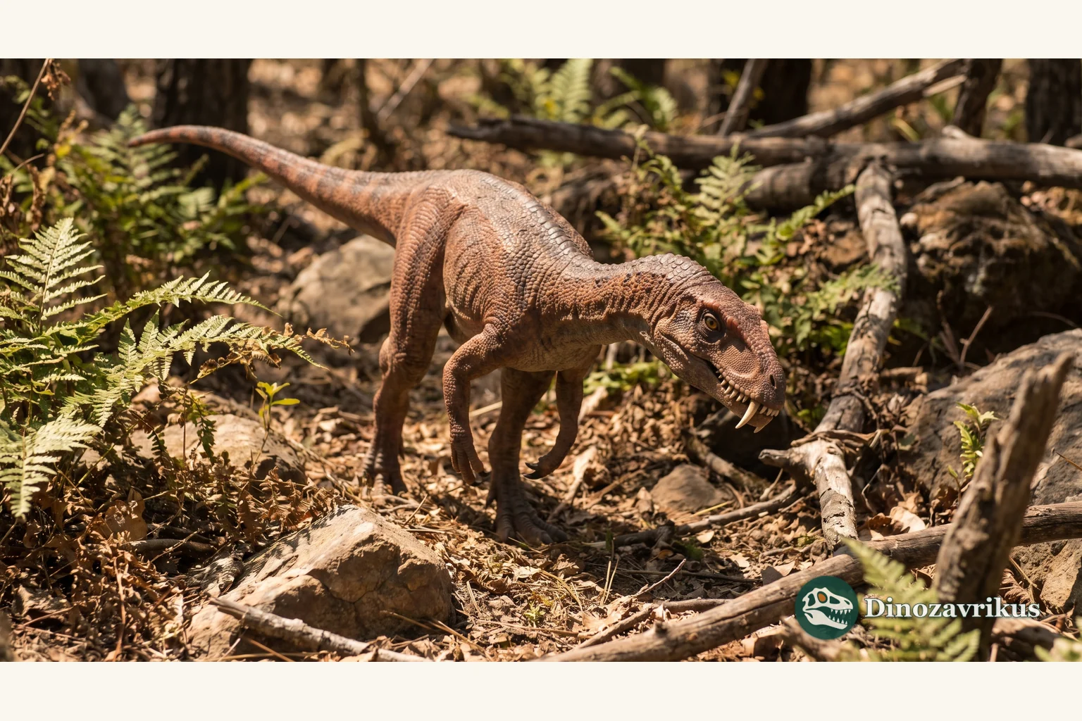 Illustrative reconstruction of Masiakasaurus in a seasonal Late Cretaceous landscape in Madagascar