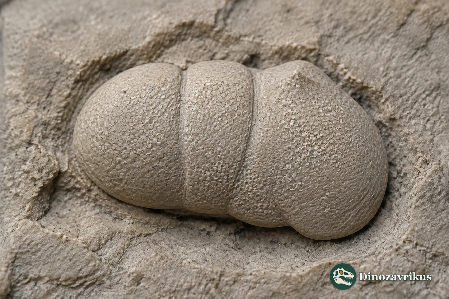Fossil-like reconstruction of a Mastigobolbina ostracod carapace showing paired valves and lobed ornament