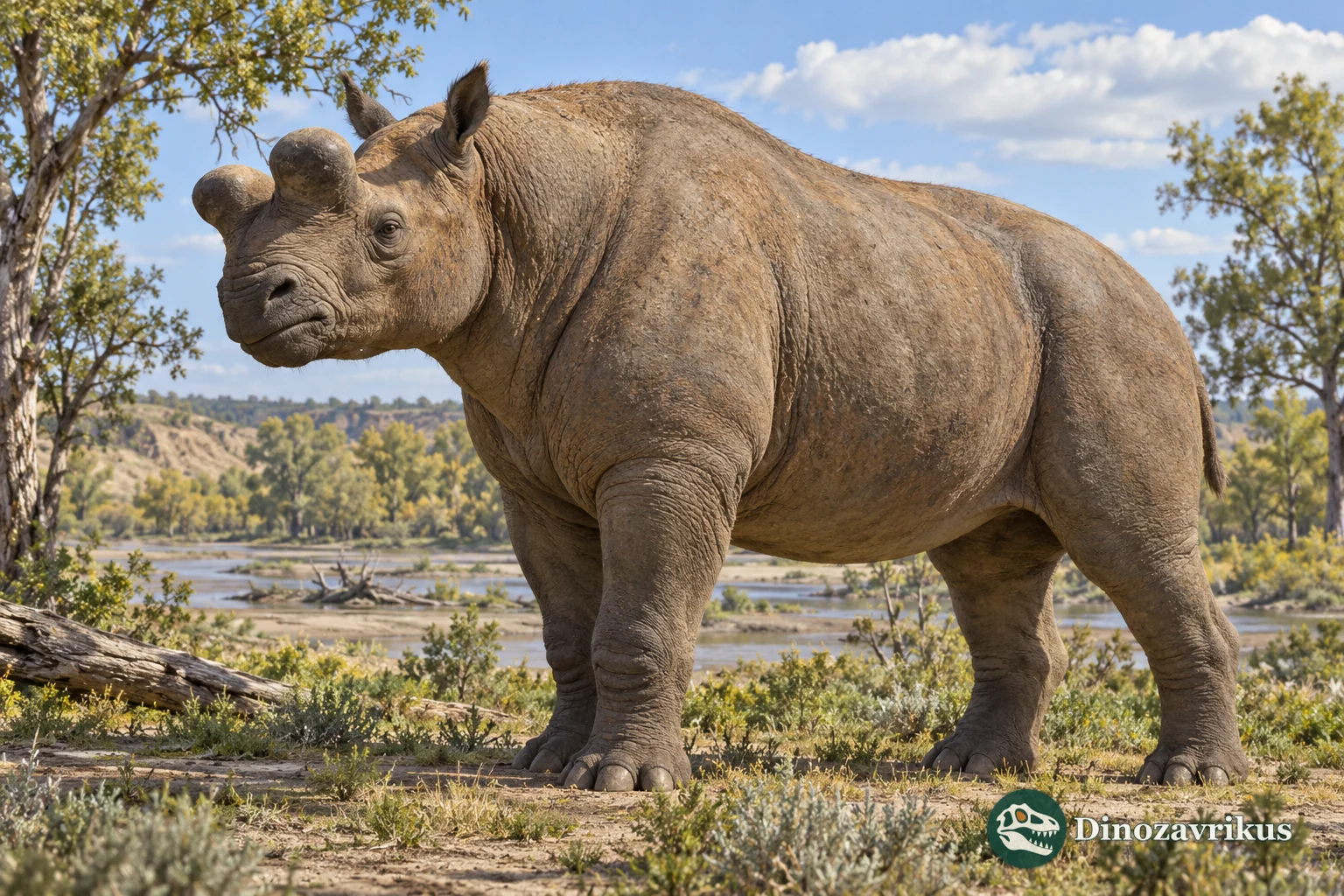 Megacerops on a late Eocene North American floodplain