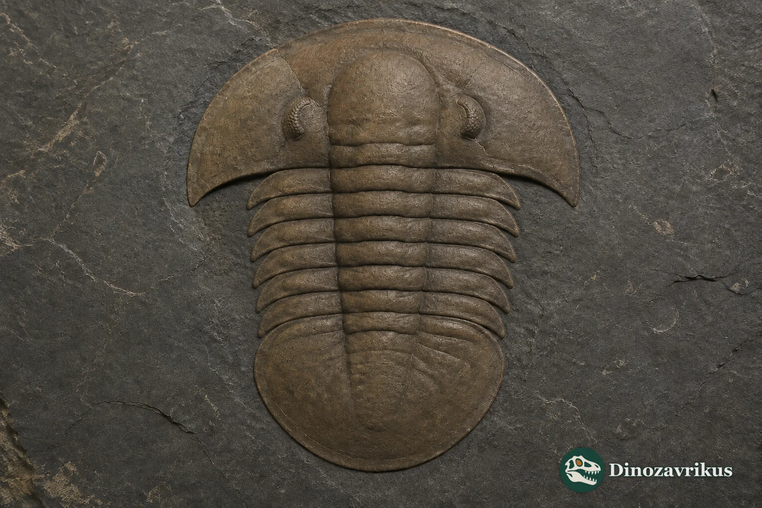 Dorsal reconstruction of the Early Ordovician trilobite Megalaspides showing its broad head and tail shields