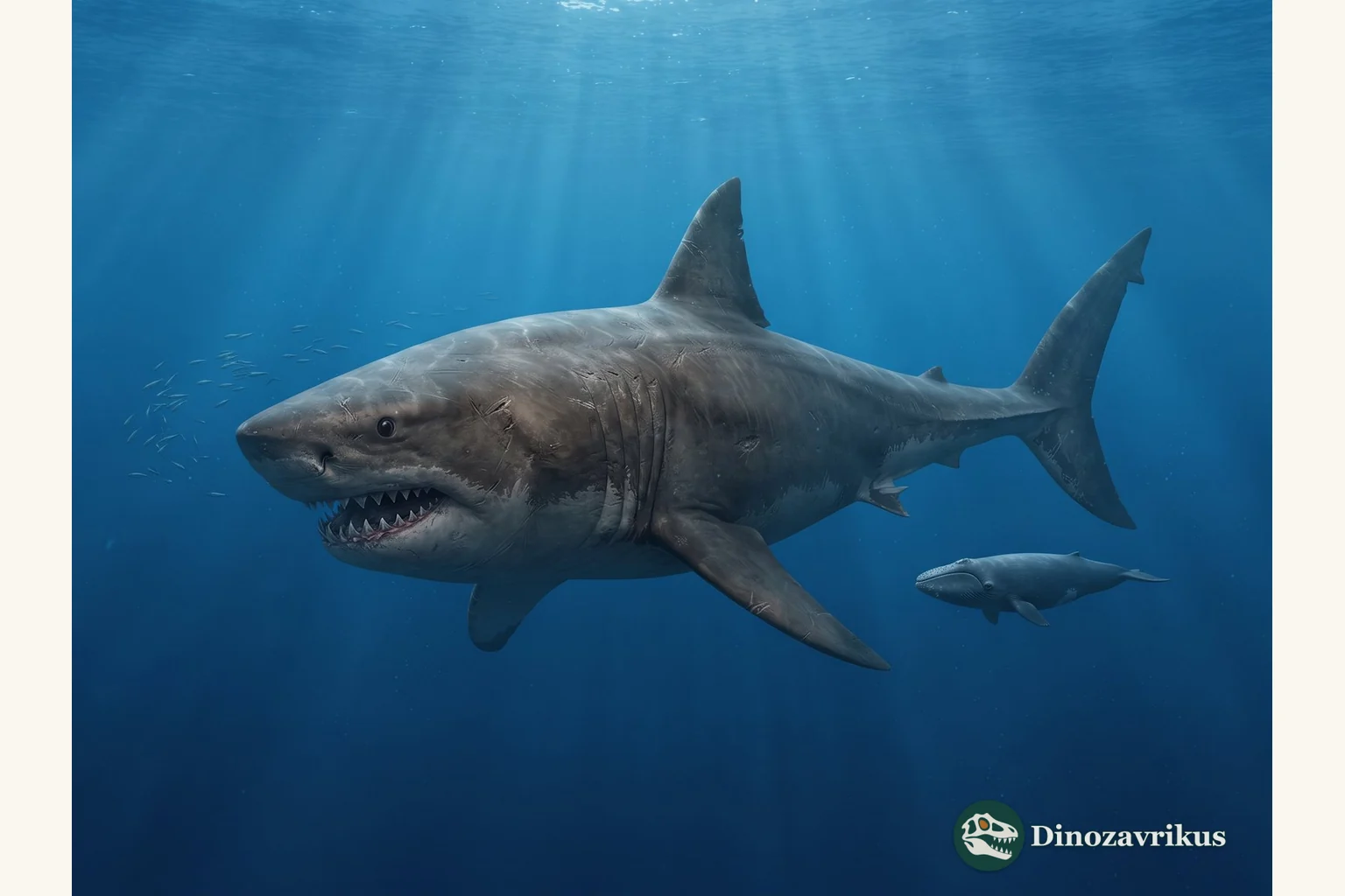 Megalodon reconstructed in an open Cenozoic sea