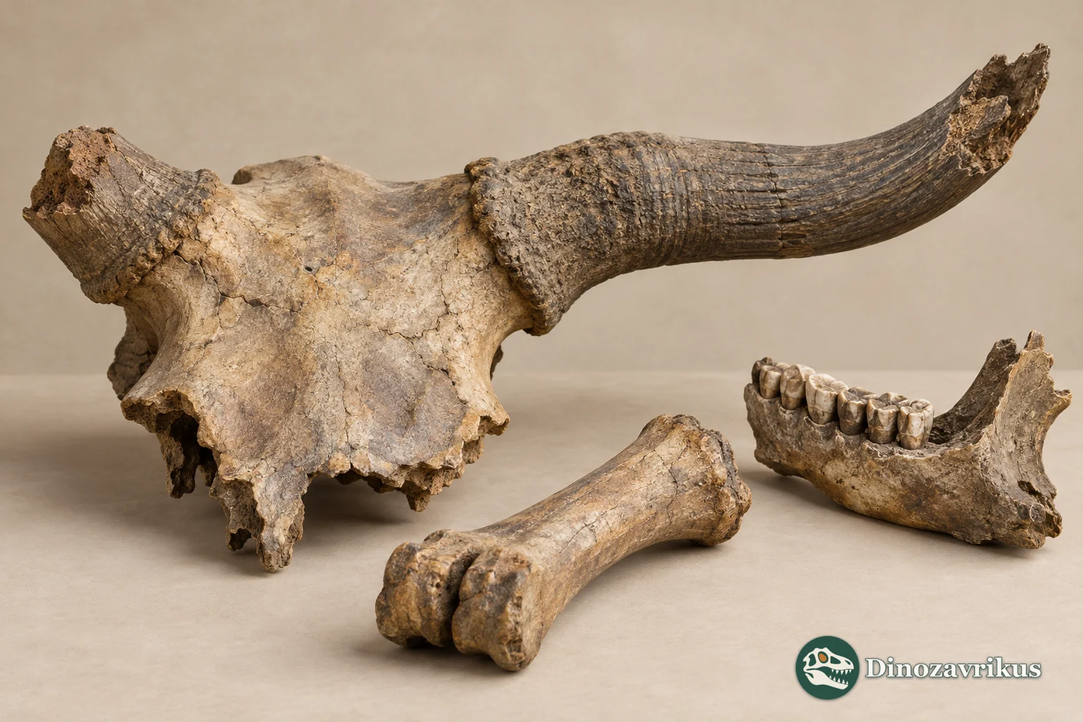 Conceptual frontal bone, horn core, jaw and limb bone