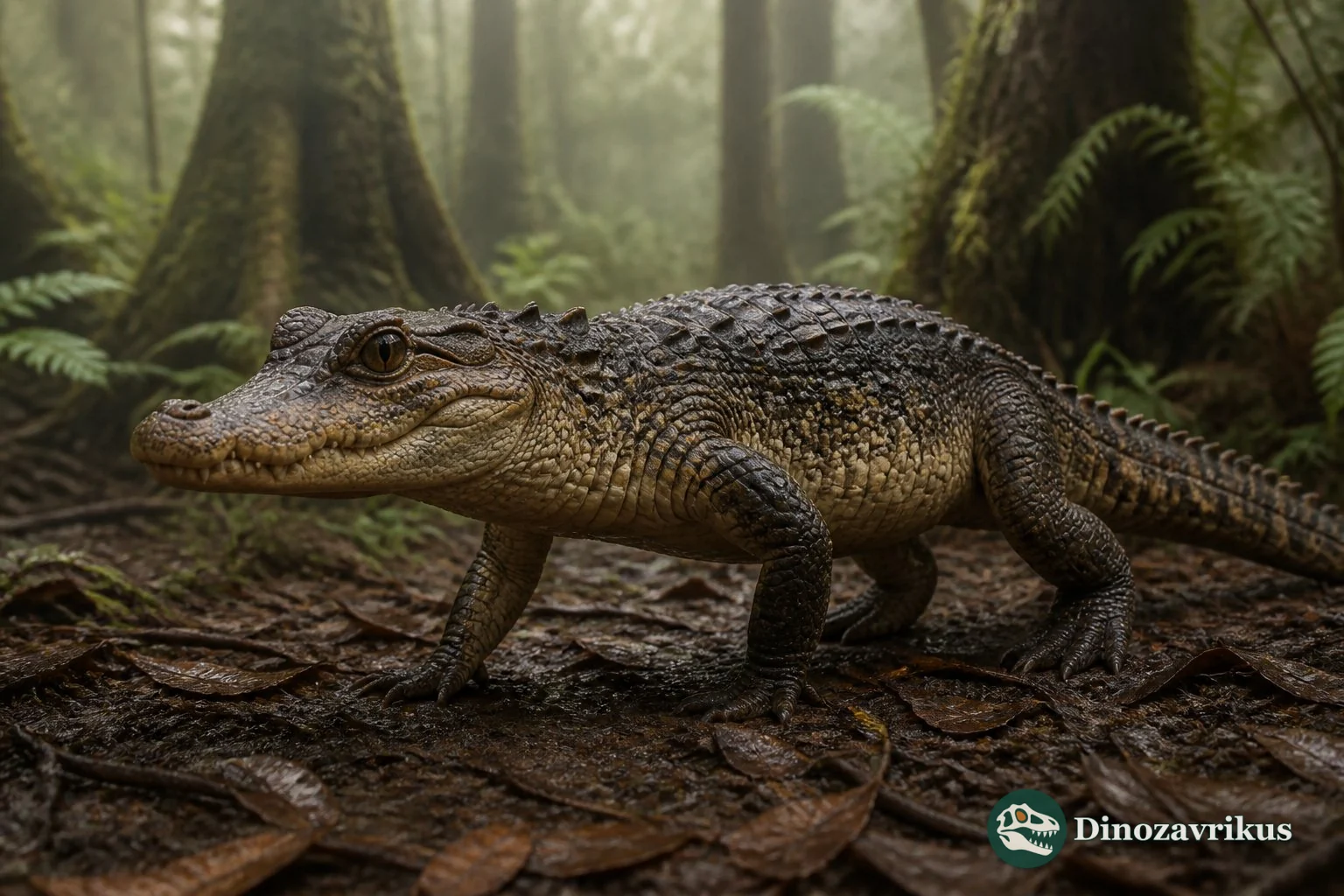 Mekosuchus reconstructed on the forest floor of ancient New Caledonia