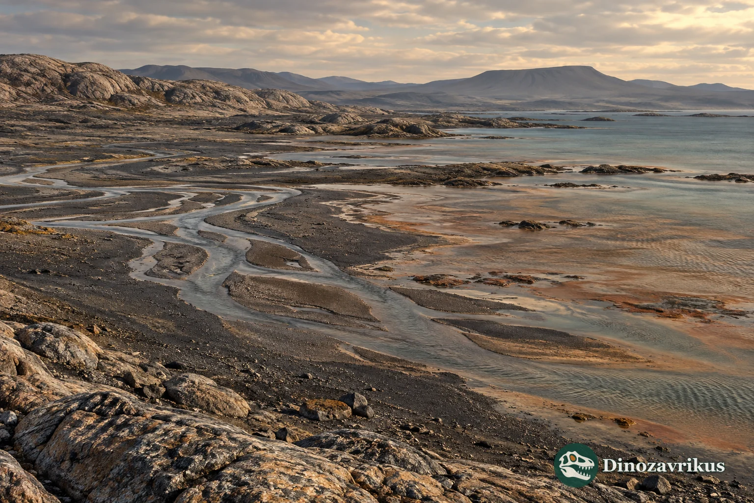 Braided Mesoarchean river reaching a shallow sea between bare granite uplands