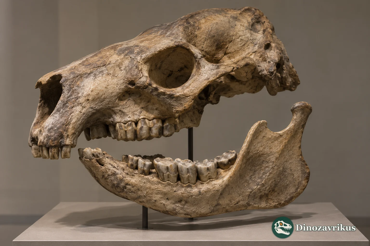 Interpretive short-faced kangaroo skull and jaw