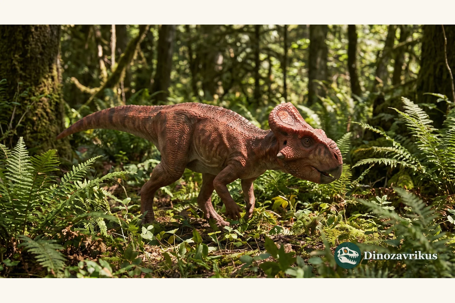 Artistic reconstruction of Microceratus on a Late Cretaceous Inner Mongolian plain