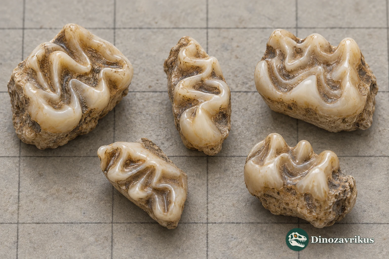 Illustrative close view of fossil dormouse molars