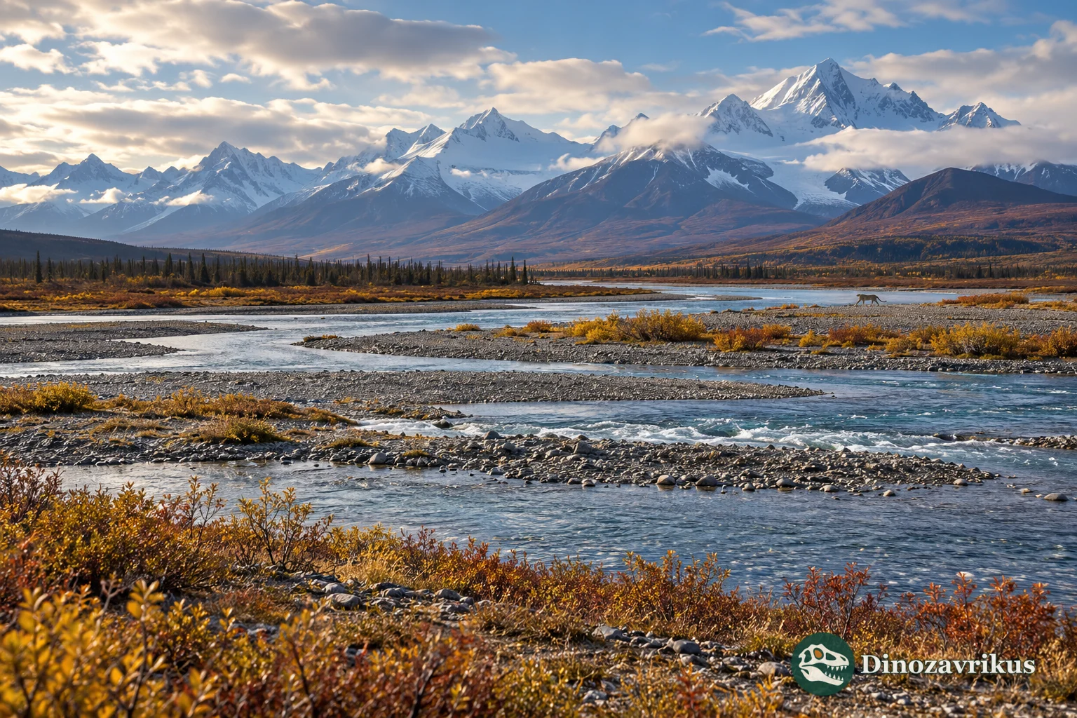 Illustrative Pleistocene Yukon river landscape