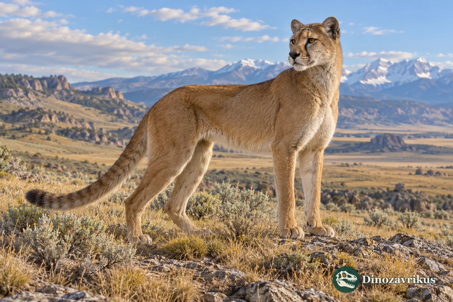 Artistic reconstruction of Miracinonyx in open Pleistocene North American habitat