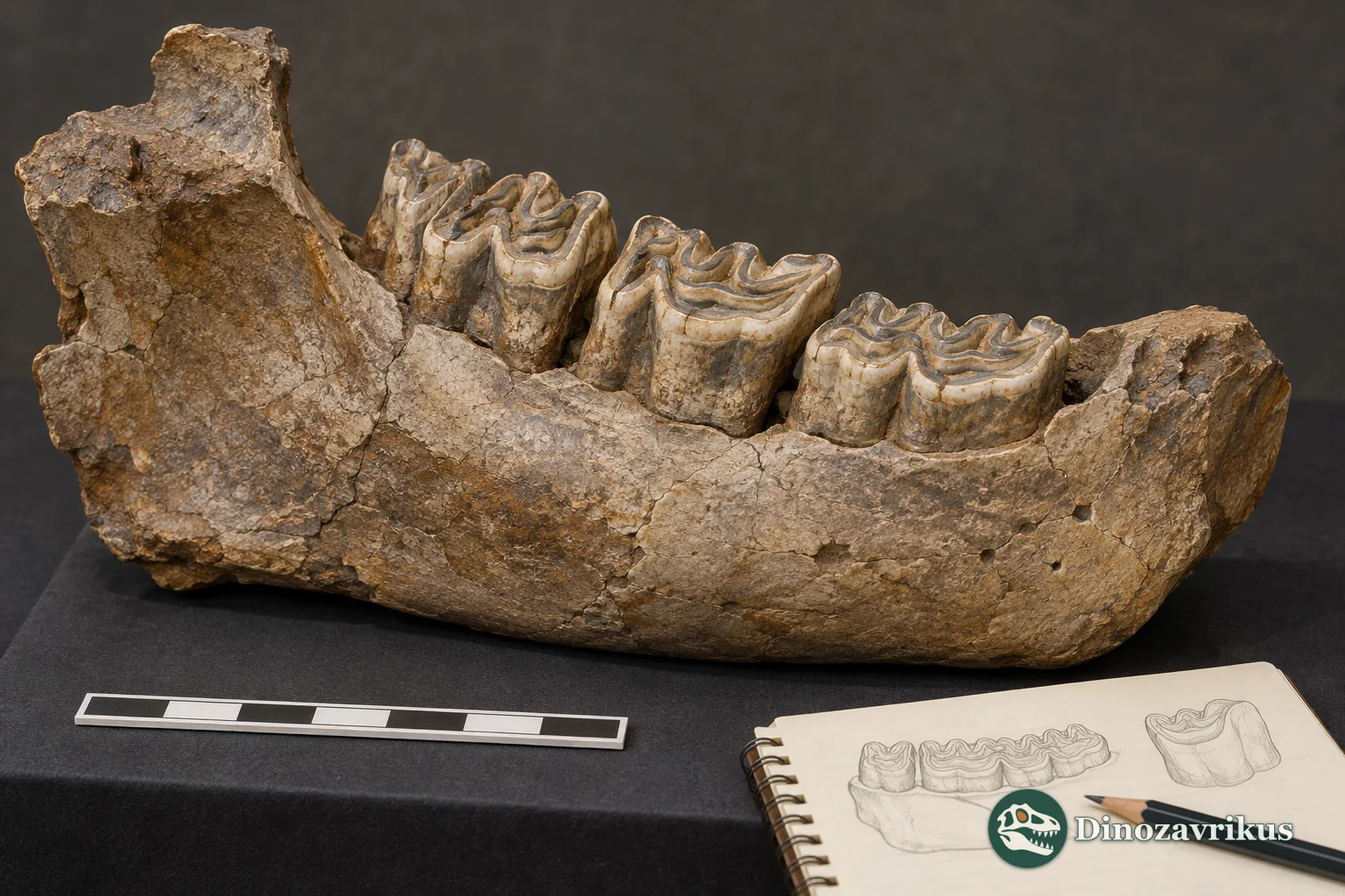 Conceptual study image of a toxodontid lower jaw and molars