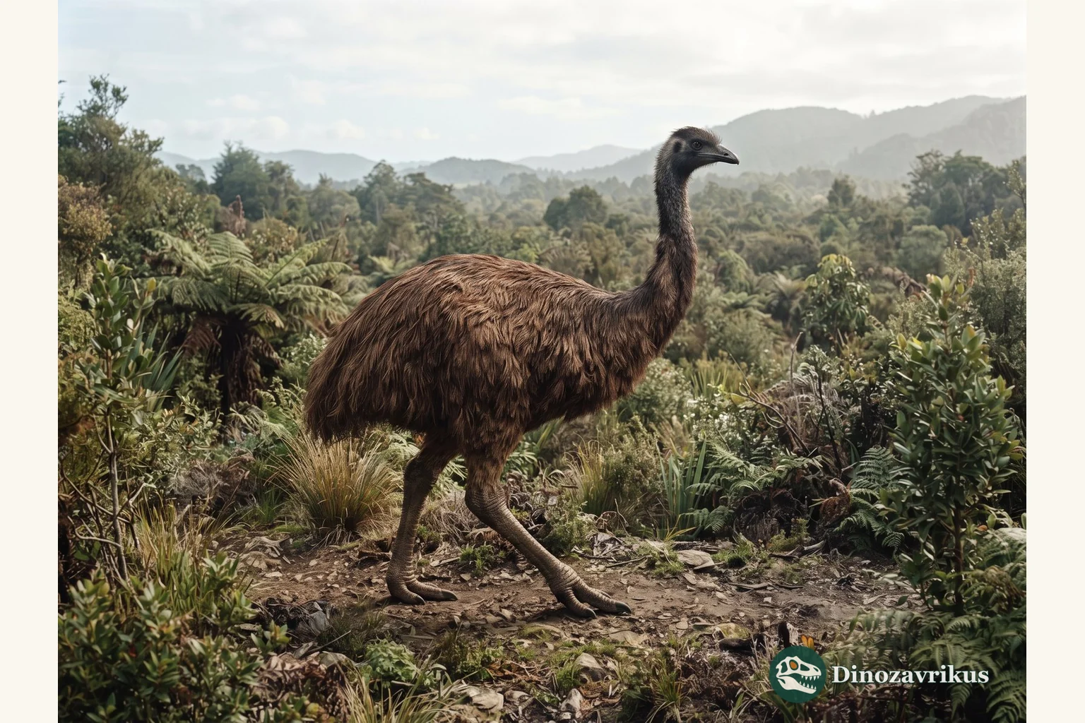 Giant moa reconstructed in a New Zealand forest