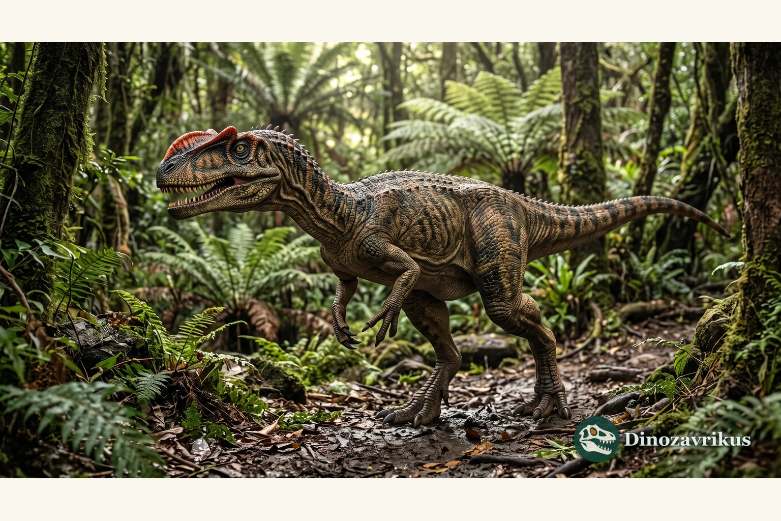 Illustrative reconstruction of Monolophosaurus in the Middle Jurassic of north-western China