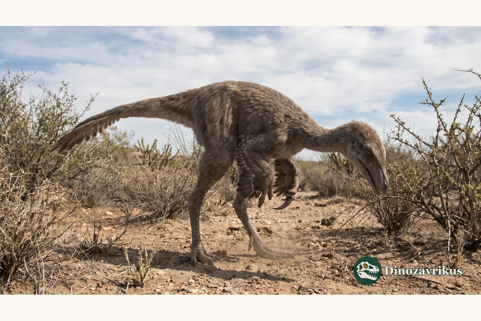 Feathered reconstruction of Mononykus in the Nemegt floodplain