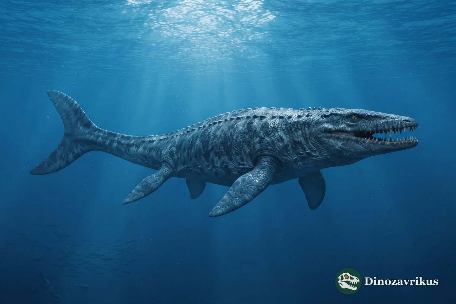 Reconstruction of Mosasaurus swimming in an open Late Cretaceous sea
