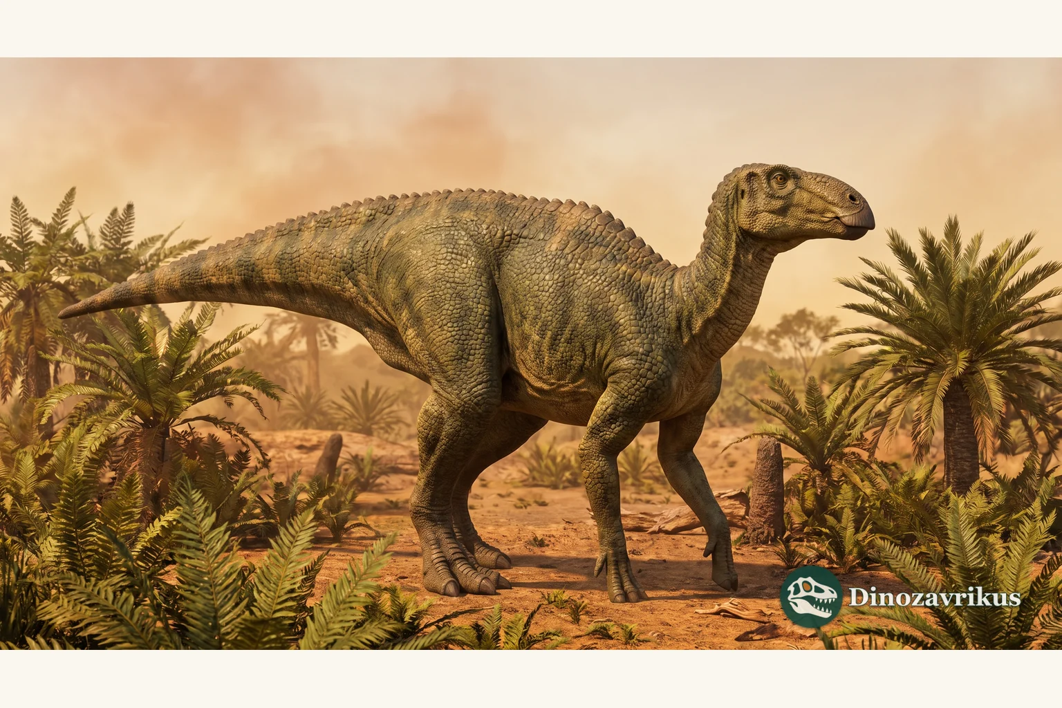 Muttaburrasaurus reconstructed in a Cretaceous Queensland landscape