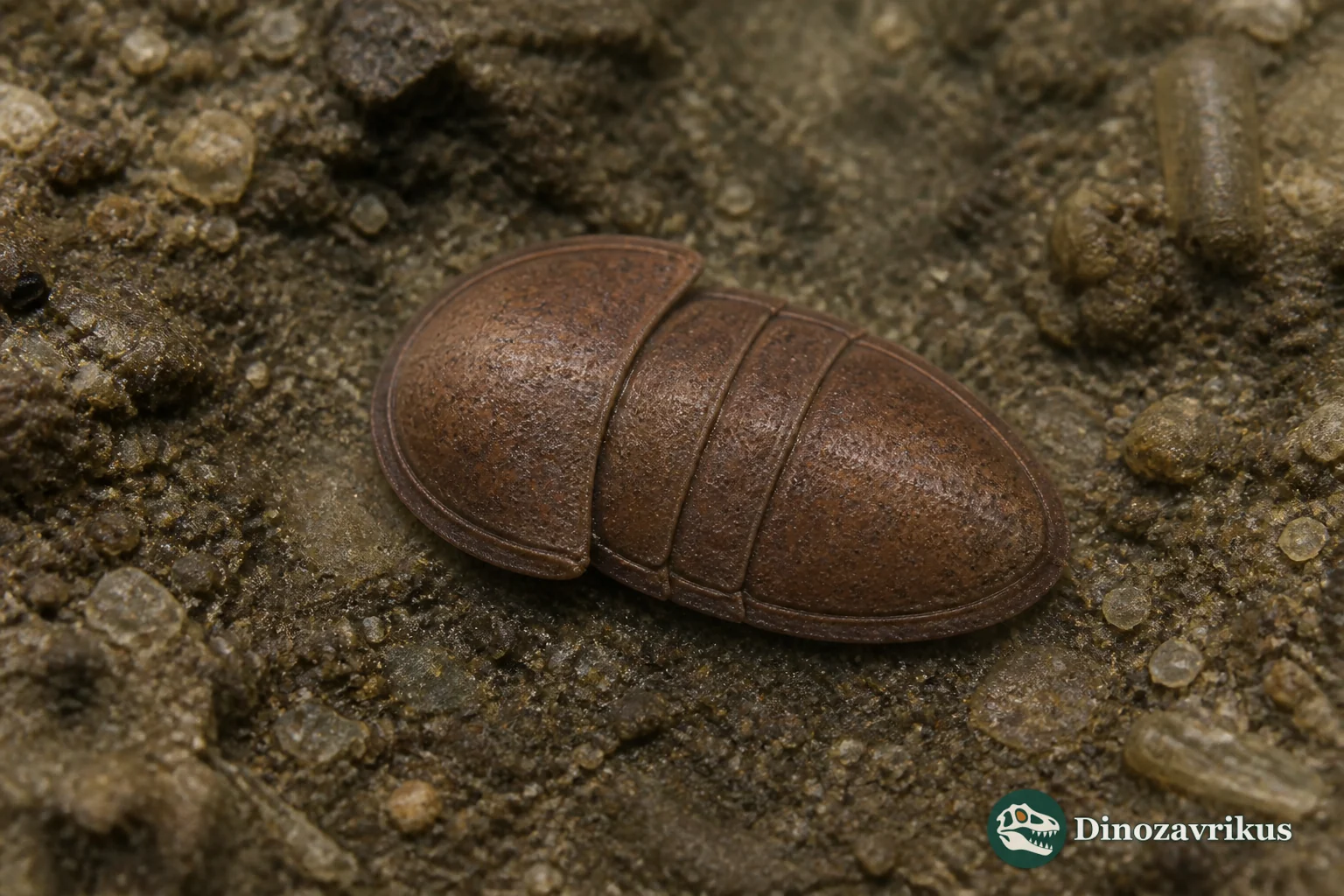 Neoagnostus with paired rounded shields and two short thoracic segments resting on fine Cambrian sediment