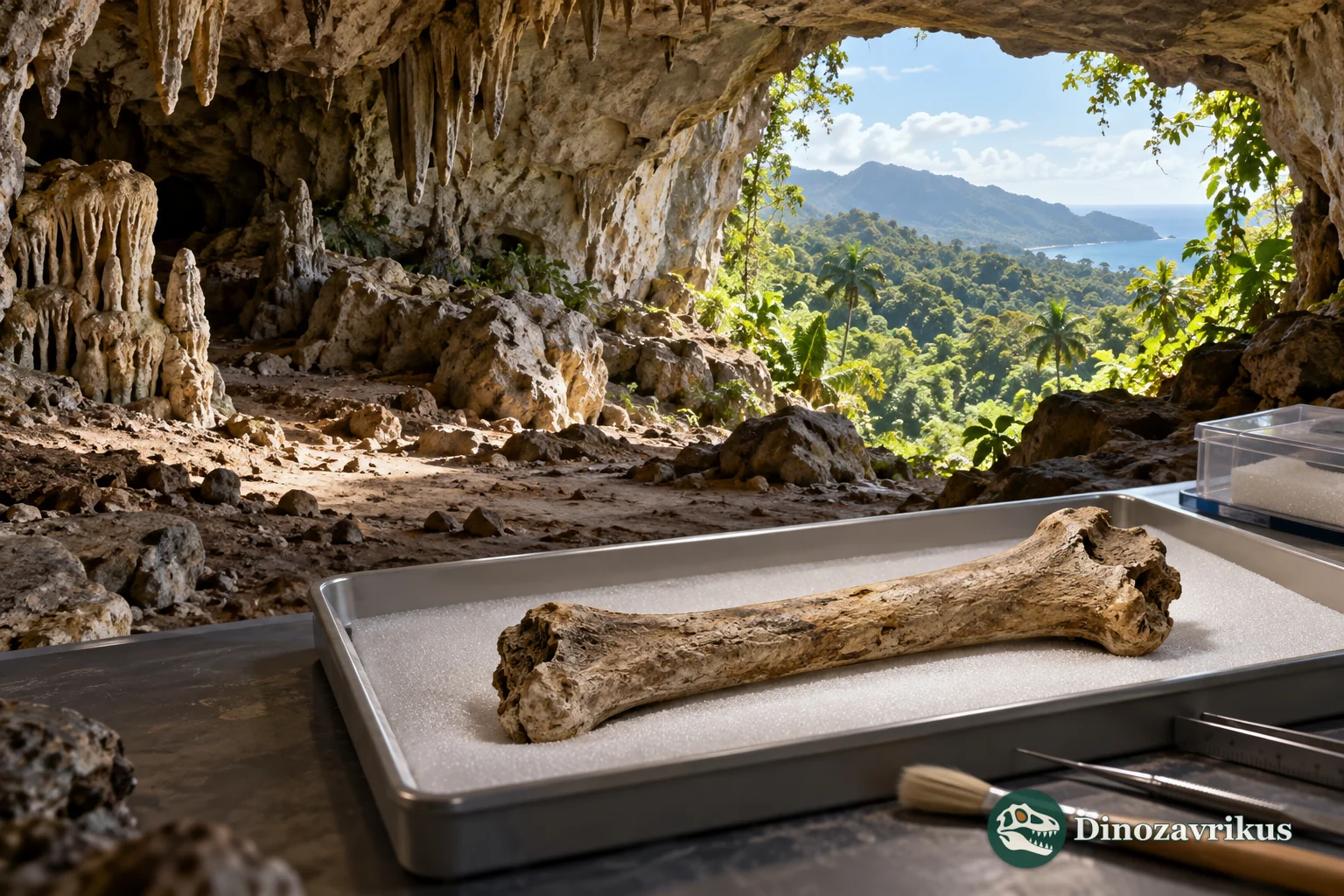 Illustrative cave deposit with fossil bones