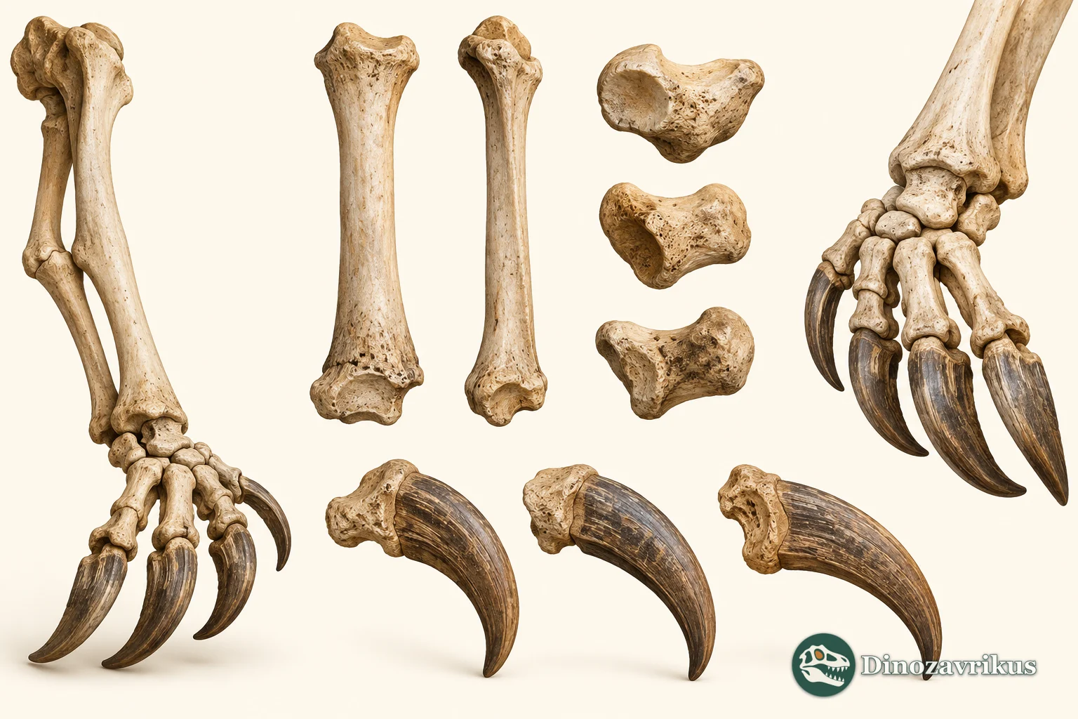 Conceptual island sloth limb and claw bones