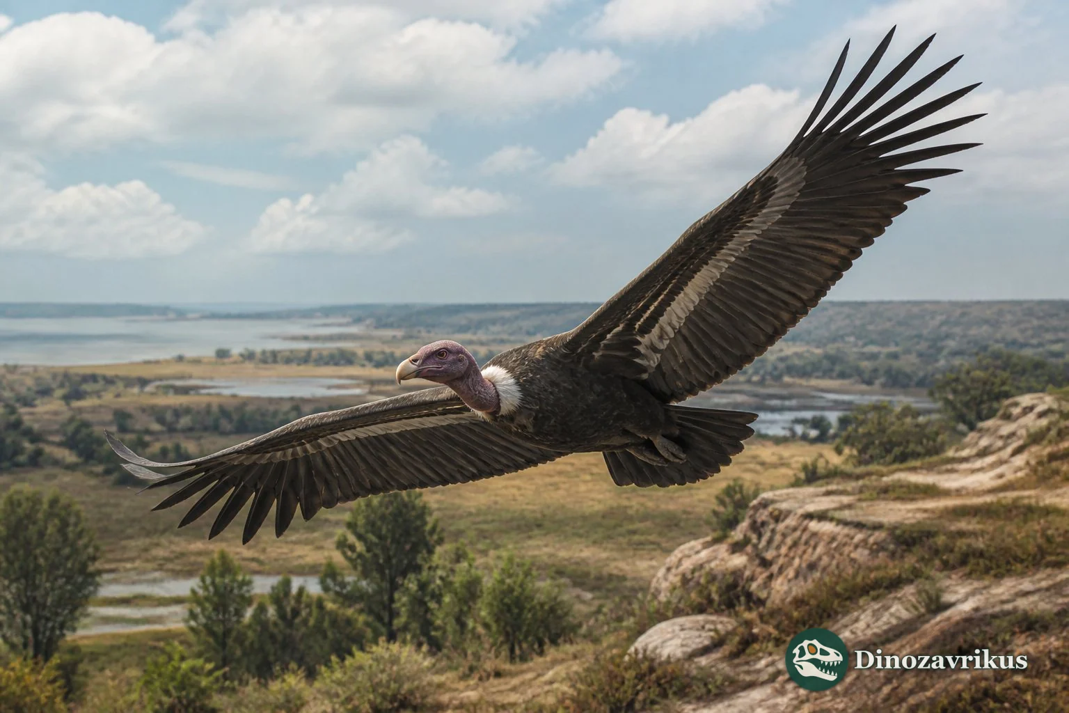 Neogyps soaring above a late Pleistocene landscape of western North America